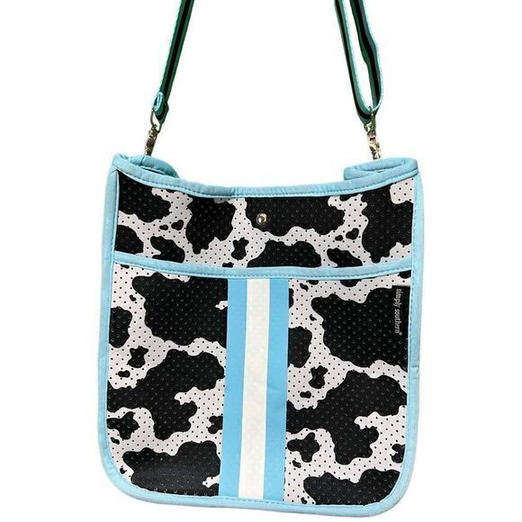 Simply Southern Neoprene Cow Large‎ and Mini Crossbody Purse Set Black White NWT - Picture 4 of 11
